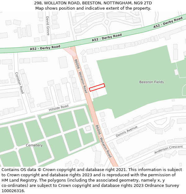 298, WOLLATON ROAD, BEESTON, NOTTINGHAM, NG9 2TD: Location map and indicative extent of plot