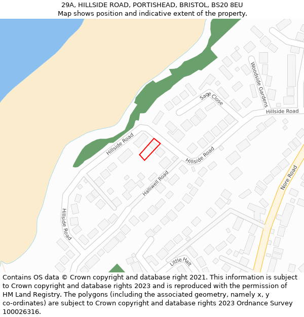 29A, HILLSIDE ROAD, PORTISHEAD, BRISTOL, BS20 8EU: Location map and indicative extent of plot