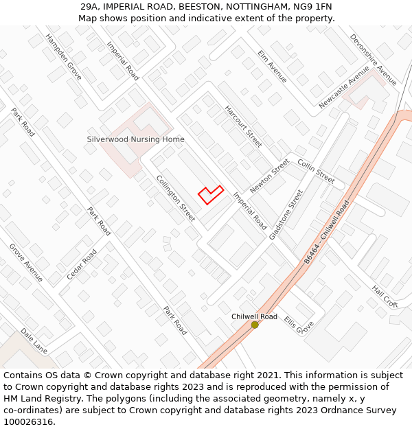 29A, IMPERIAL ROAD, BEESTON, NOTTINGHAM, NG9 1FN: Location map and indicative extent of plot