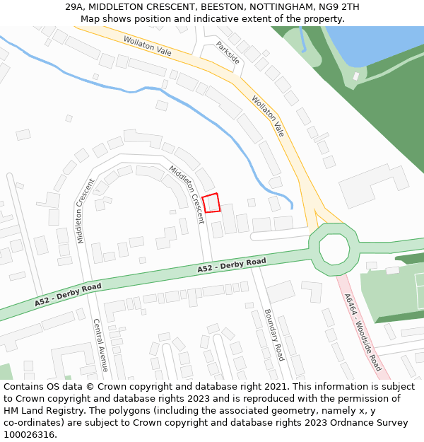 29A, MIDDLETON CRESCENT, BEESTON, NOTTINGHAM, NG9 2TH: Location map and indicative extent of plot