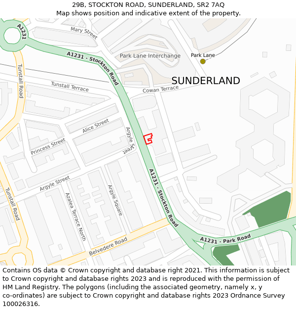 29B, STOCKTON ROAD, SUNDERLAND, SR2 7AQ: Location map and indicative extent of plot