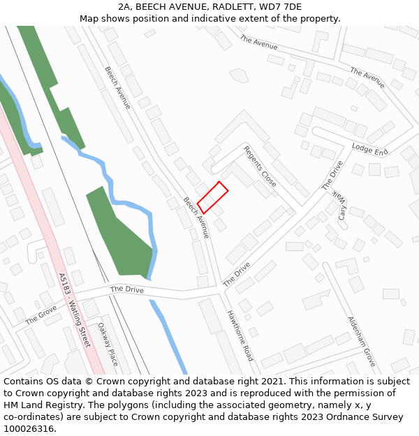 2A, BEECH AVENUE, RADLETT, WD7 7DE: Location map and indicative extent of plot