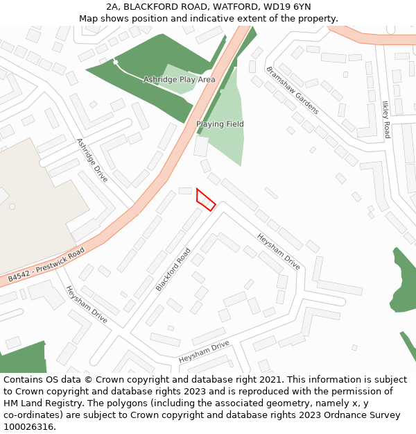 2A, BLACKFORD ROAD, WATFORD, WD19 6YN: Location map and indicative extent of plot