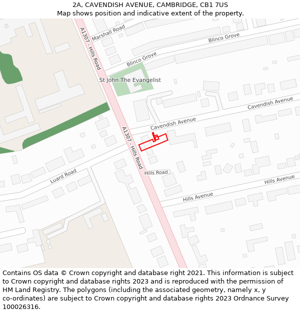 2A, CAVENDISH AVENUE, CAMBRIDGE, CB1 7US: Location map and indicative extent of plot