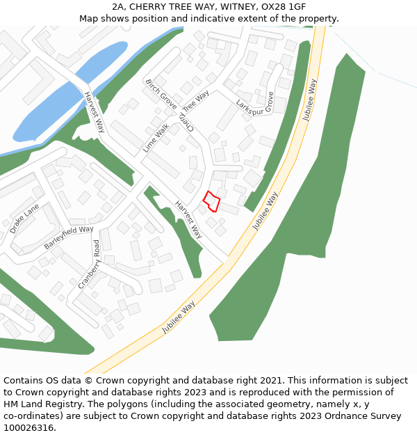 2A, CHERRY TREE WAY, WITNEY, OX28 1GF: Location map and indicative extent of plot