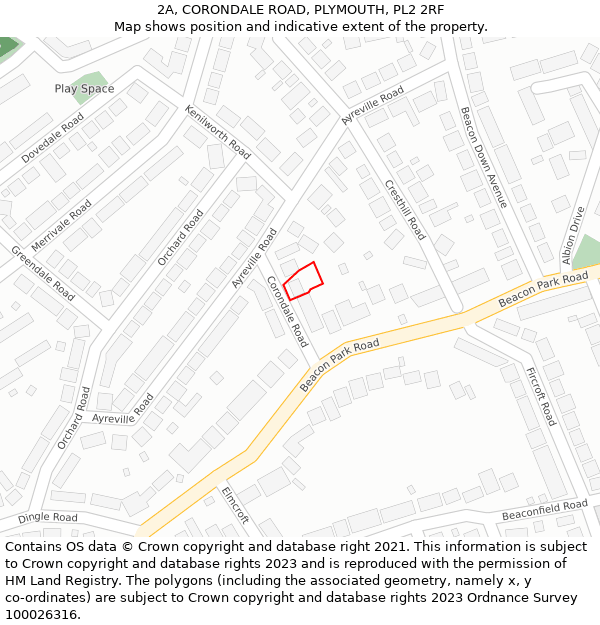 2A, CORONDALE ROAD, PLYMOUTH, PL2 2RF: Location map and indicative extent of plot