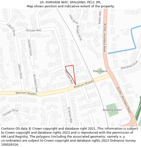 2A, FAIRVIEW WAY, SPALDING, PE11 3PL: Location map and indicative extent of plot