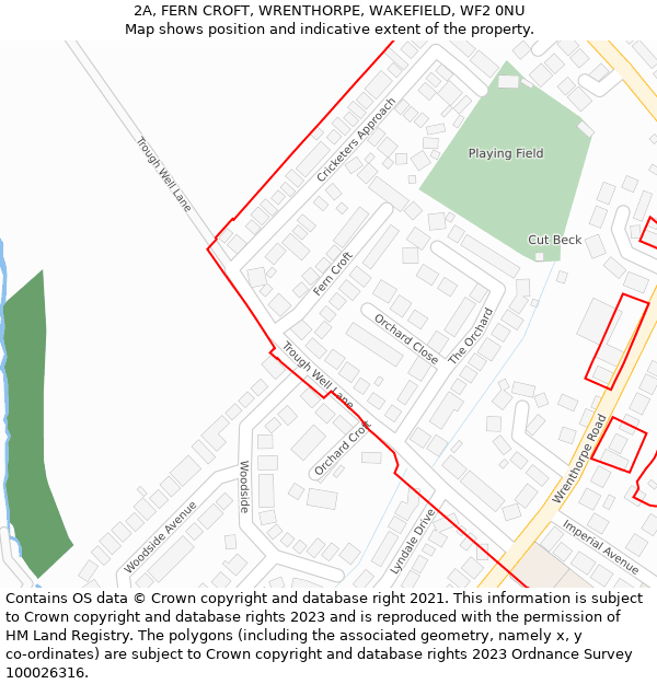 2A, FERN CROFT, WRENTHORPE, WAKEFIELD, WF2 0NU: Location map and indicative extent of plot