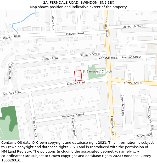 2A, FERNDALE ROAD, SWINDON, SN2 1EX: Location map and indicative extent of plot