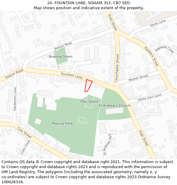 2A, FOUNTAIN LANE, SOHAM, ELY, CB7 5ED: Location map and indicative extent of plot