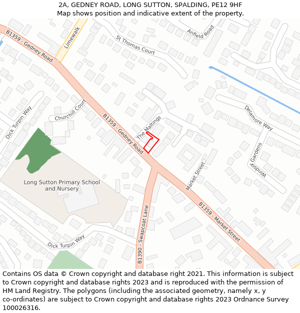 2A, GEDNEY ROAD, LONG SUTTON, SPALDING, PE12 9HF: Location map and indicative extent of plot