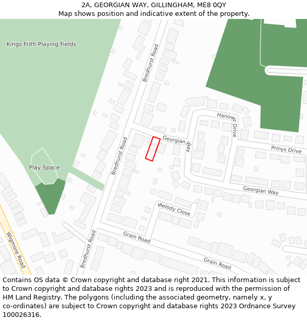 2A, GEORGIAN WAY, GILLINGHAM, ME8 0QY: Location map and indicative extent of plot