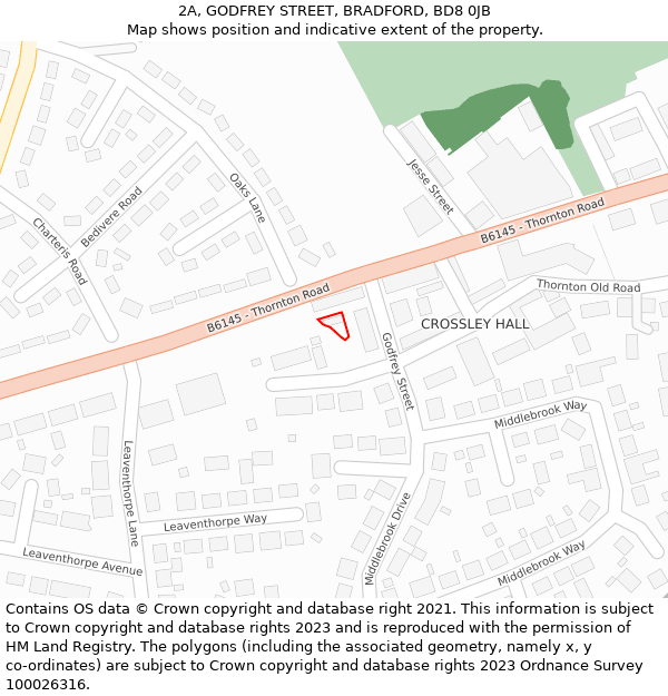 2A, GODFREY STREET, BRADFORD, BD8 0JB: Location map and indicative extent of plot