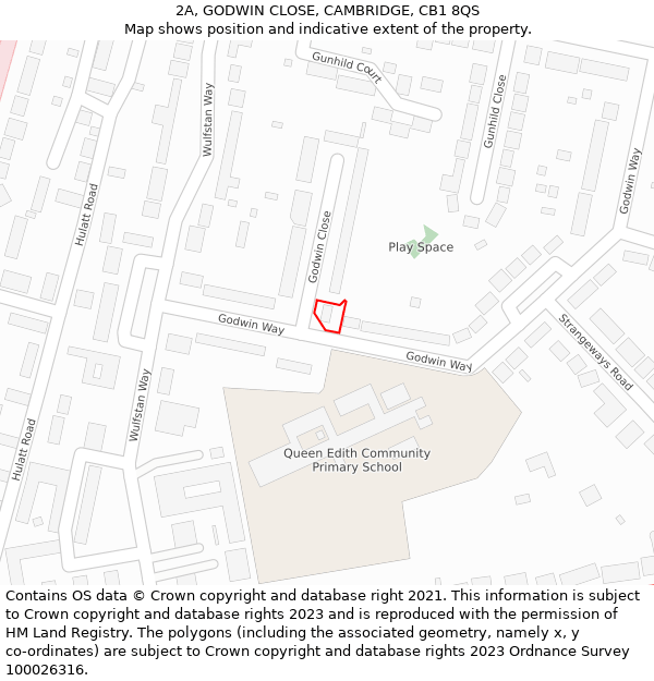2A, GODWIN CLOSE, CAMBRIDGE, CB1 8QS: Location map and indicative extent of plot