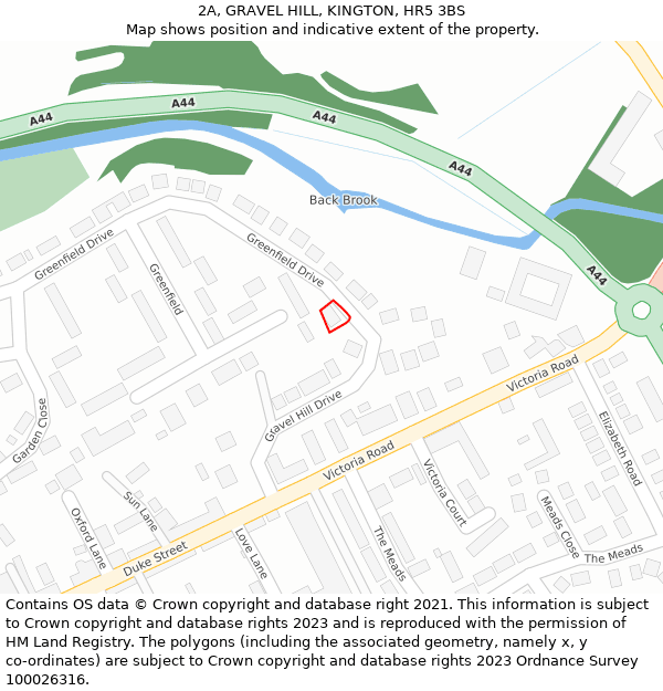 2A, GRAVEL HILL, KINGTON, HR5 3BS: Location map and indicative extent of plot