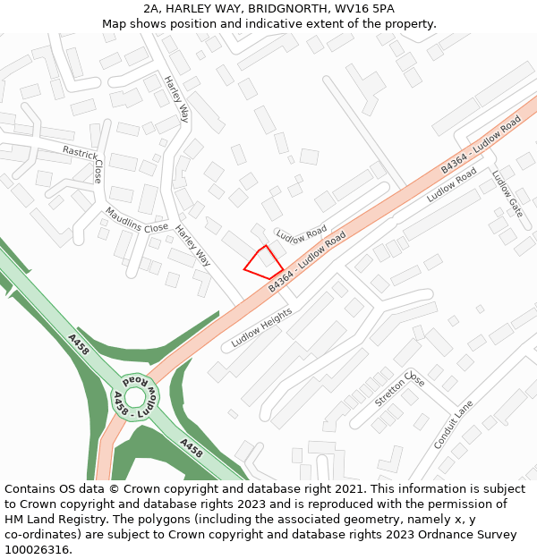 2A, HARLEY WAY, BRIDGNORTH, WV16 5PA: Location map and indicative extent of plot