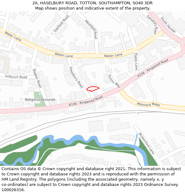 2A, HASELBURY ROAD, TOTTON, SOUTHAMPTON, SO40 3DR: Location map and indicative extent of plot