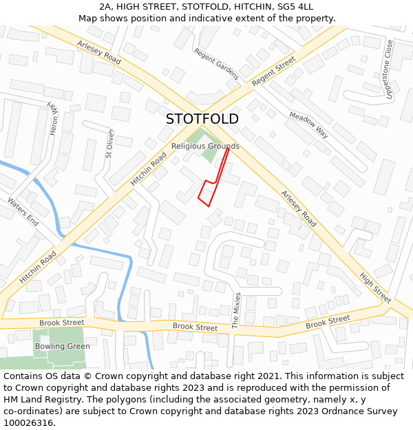 2A, HIGH STREET, STOTFOLD, HITCHIN, SG5 4LL: Location map and indicative extent of plot