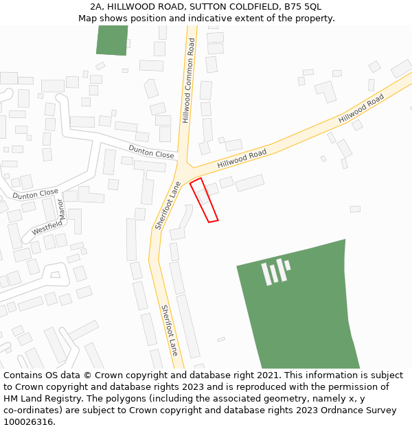 2A, HILLWOOD ROAD, SUTTON COLDFIELD, B75 5QL: Location map and indicative extent of plot