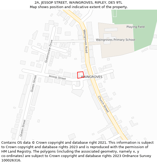 2A, JESSOP STREET, WAINGROVES, RIPLEY, DE5 9TL: Location map and indicative extent of plot