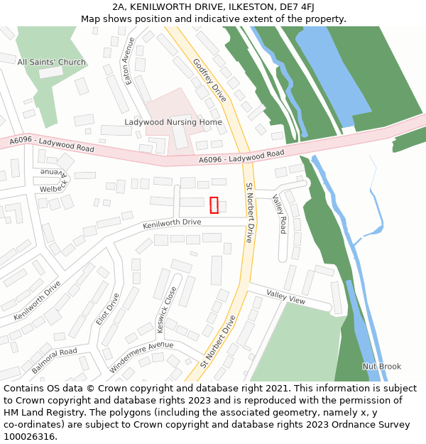 2A, KENILWORTH DRIVE, ILKESTON, DE7 4FJ: Location map and indicative extent of plot