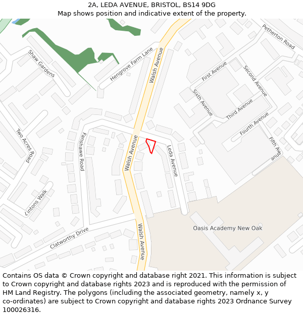 2A, LEDA AVENUE, BRISTOL, BS14 9DG: Location map and indicative extent of plot