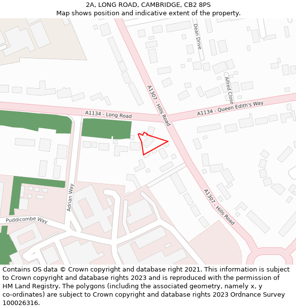 2A, LONG ROAD, CAMBRIDGE, CB2 8PS: Location map and indicative extent of plot