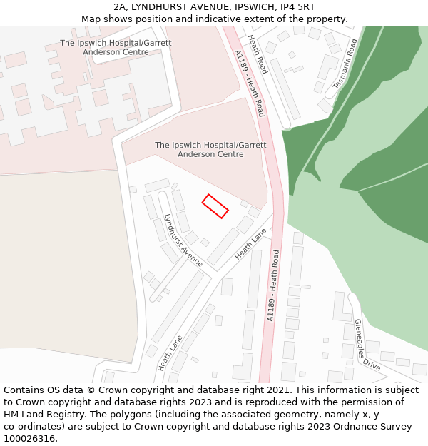 2A, LYNDHURST AVENUE, IPSWICH, IP4 5RT: Location map and indicative extent of plot