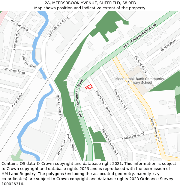 2A, MEERSBROOK AVENUE, SHEFFIELD, S8 9EB: Location map and indicative extent of plot