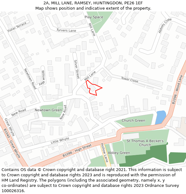 2A, MILL LANE, RAMSEY, HUNTINGDON, PE26 1EF: Location map and indicative extent of plot