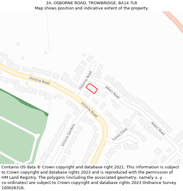 2A, OSBORNE ROAD, TROWBRIDGE, BA14 7LR: Location map and indicative extent of plot