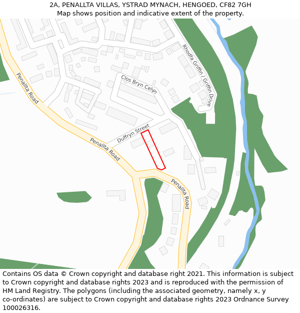 2A, PENALLTA VILLAS, YSTRAD MYNACH, HENGOED, CF82 7GH: Location map and indicative extent of plot