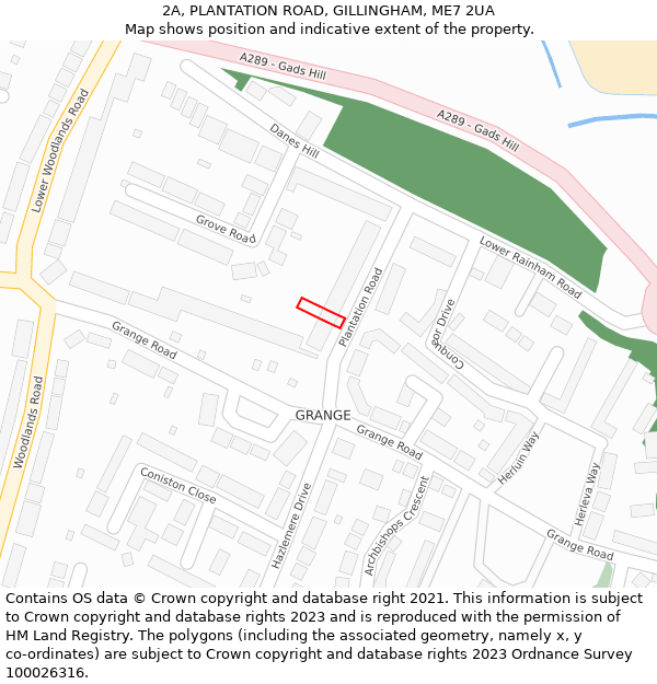 2A, PLANTATION ROAD, GILLINGHAM, ME7 2UA: Location map and indicative extent of plot