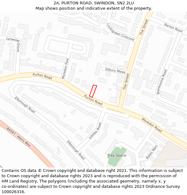 2A, PURTON ROAD, SWINDON, SN2 2LU: Location map and indicative extent of plot