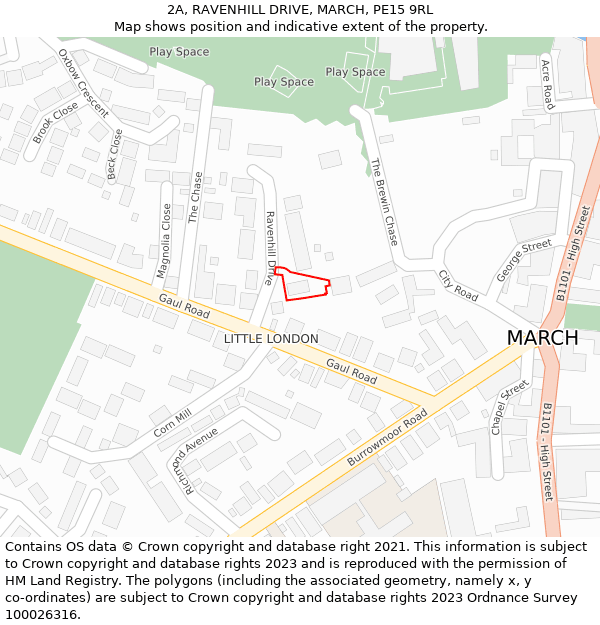 2A, RAVENHILL DRIVE, MARCH, PE15 9RL: Location map and indicative extent of plot