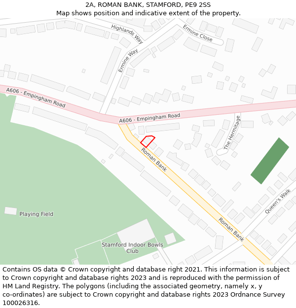 2A, ROMAN BANK, STAMFORD, PE9 2SS: Location map and indicative extent of plot