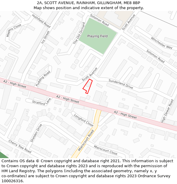 2A, SCOTT AVENUE, RAINHAM, GILLINGHAM, ME8 8BP: Location map and indicative extent of plot