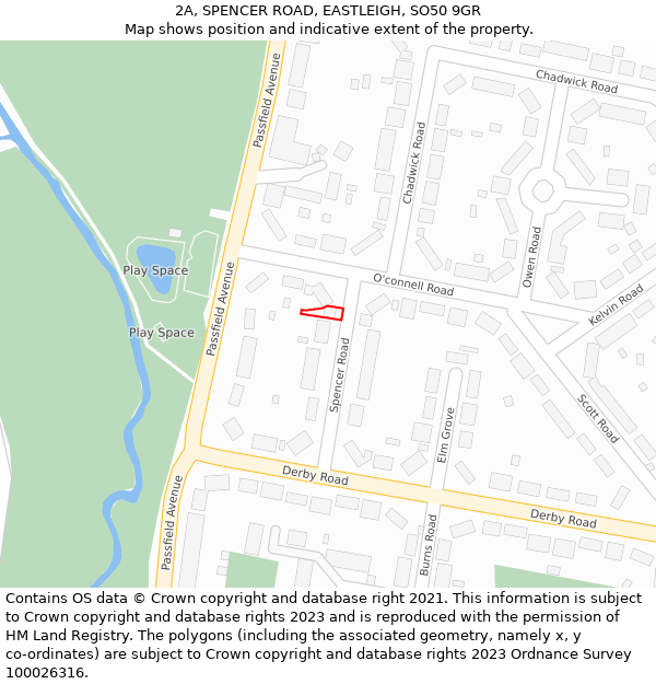 2A, SPENCER ROAD, EASTLEIGH, SO50 9GR: Location map and indicative extent of plot