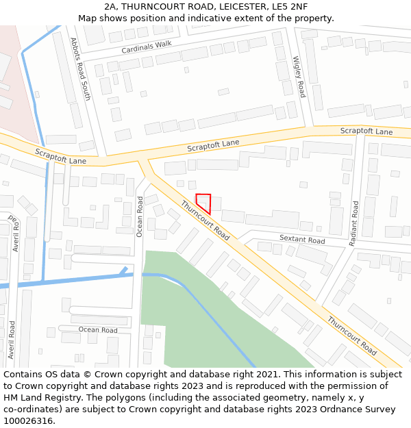 2A, THURNCOURT ROAD, LEICESTER, LE5 2NF: Location map and indicative extent of plot