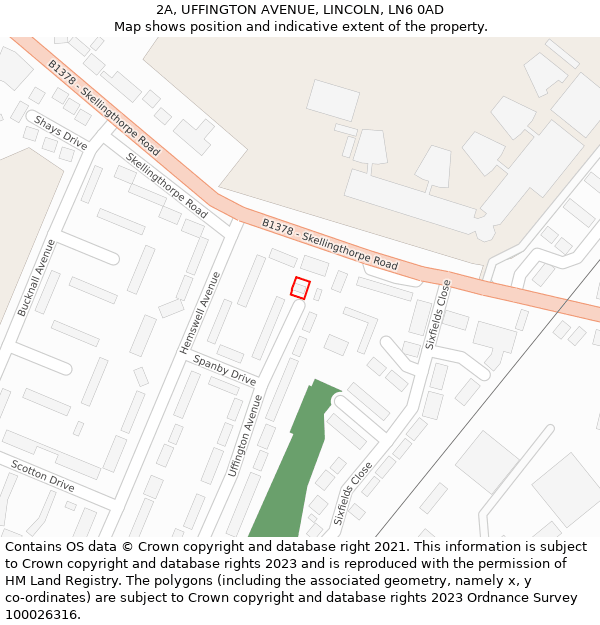 2A, UFFINGTON AVENUE, LINCOLN, LN6 0AD: Location map and indicative extent of plot