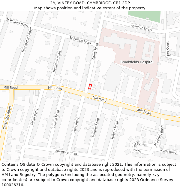 2A, VINERY ROAD, CAMBRIDGE, CB1 3DP: Location map and indicative extent of plot