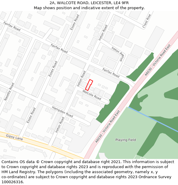 2A, WALCOTE ROAD, LEICESTER, LE4 9FR: Location map and indicative extent of plot