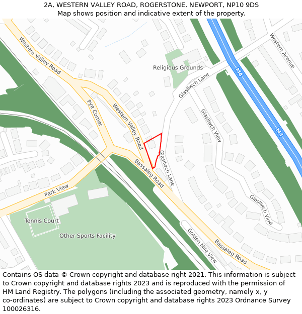 2A, WESTERN VALLEY ROAD, ROGERSTONE, NEWPORT, NP10 9DS: Location map and indicative extent of plot