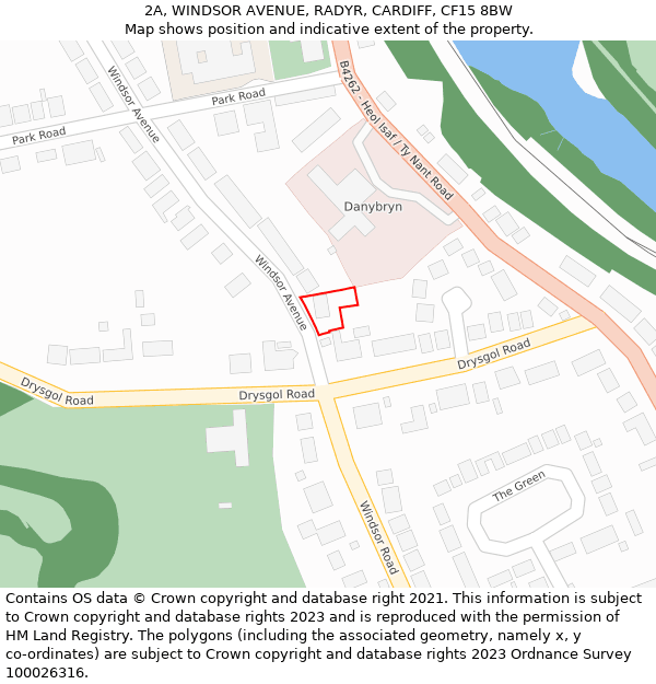 2A, WINDSOR AVENUE, RADYR, CARDIFF, CF15 8BW: Location map and indicative extent of plot