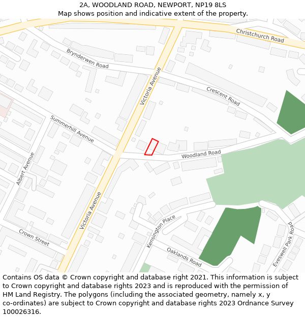 2A, WOODLAND ROAD, NEWPORT, NP19 8LS: Location map and indicative extent of plot