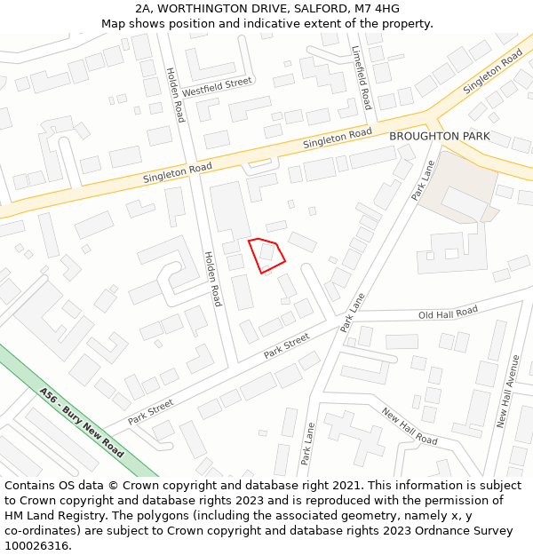 2A, WORTHINGTON DRIVE, SALFORD, M7 4HG: Location map and indicative extent of plot