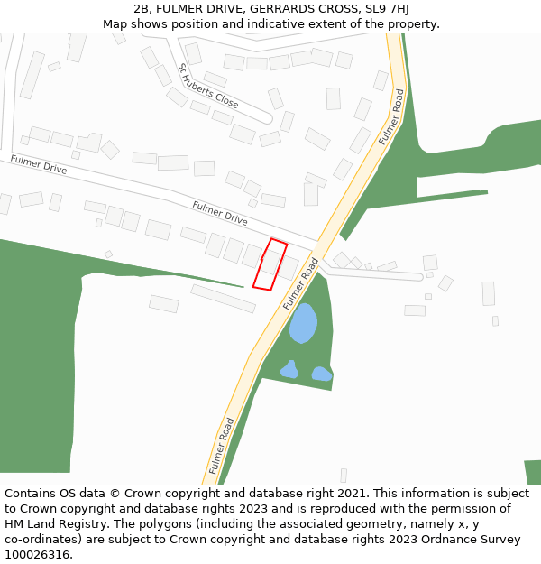 2B, FULMER DRIVE, GERRARDS CROSS, SL9 7HJ: Location map and indicative extent of plot