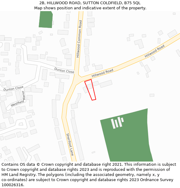 2B, HILLWOOD ROAD, SUTTON COLDFIELD, B75 5QL: Location map and indicative extent of plot
