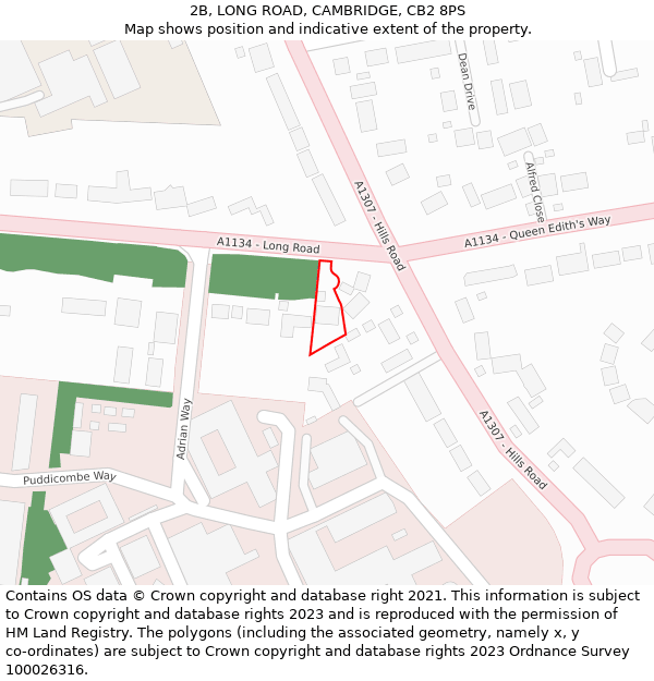 2B, LONG ROAD, CAMBRIDGE, CB2 8PS: Location map and indicative extent of plot