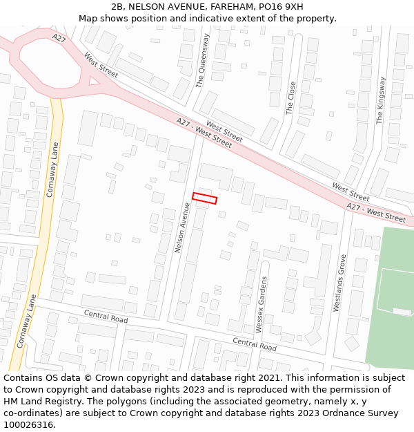 2B, NELSON AVENUE, FAREHAM, PO16 9XH: Location map and indicative extent of plot